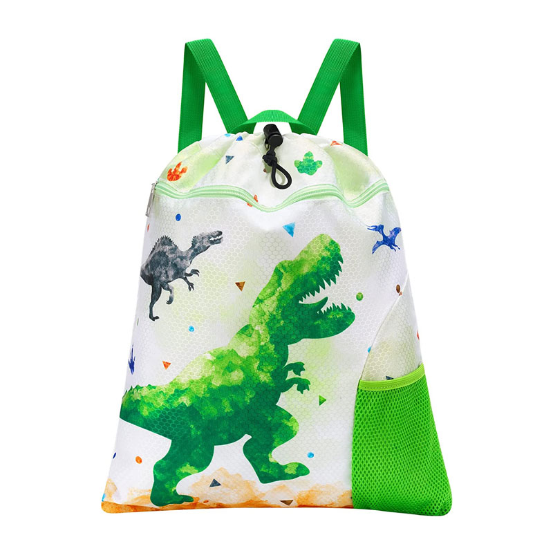 Ħelu Kbir Kapaċità Dinosaur Kids Drawstring Backpack