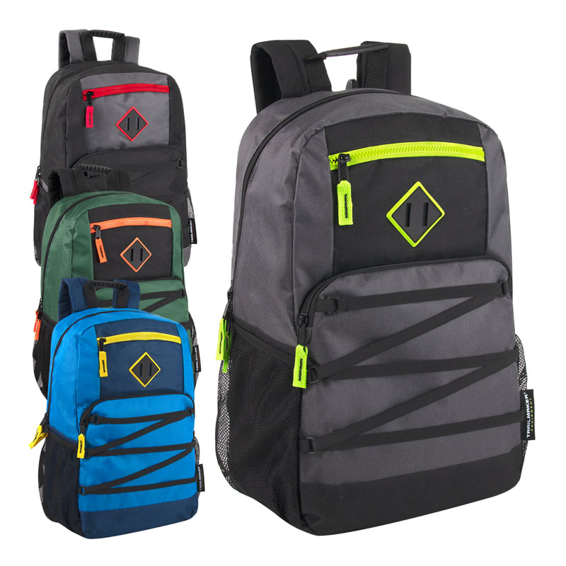 Doppju Zippered Bungee Backpacks Bil-Laptop Sezzjoni