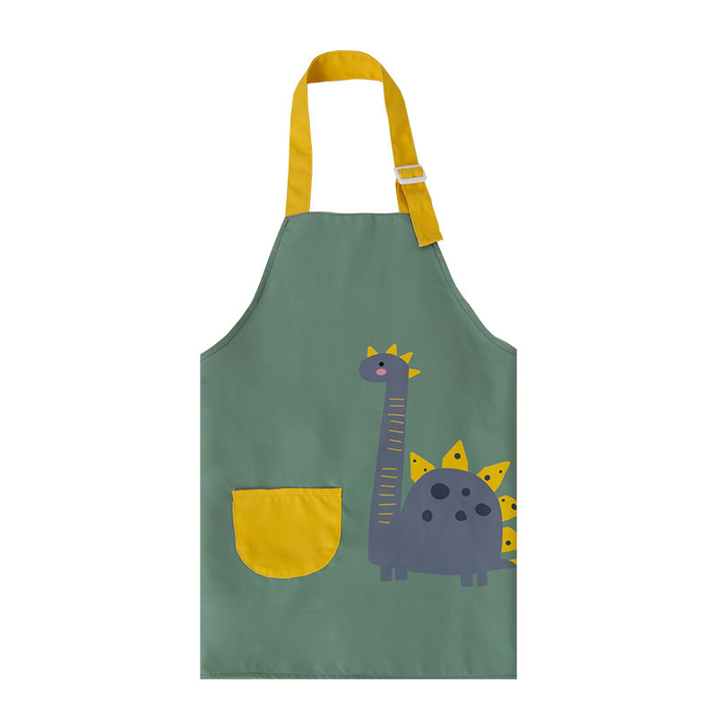 Ċinga tal-qadd Extra Twil Waterproof Dinosaur Printed Kids Apron