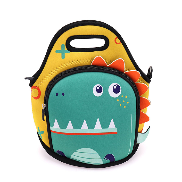 Li jintwew Kukkudrill Neoprene Kids Lunch Bag għal Preschoolers
